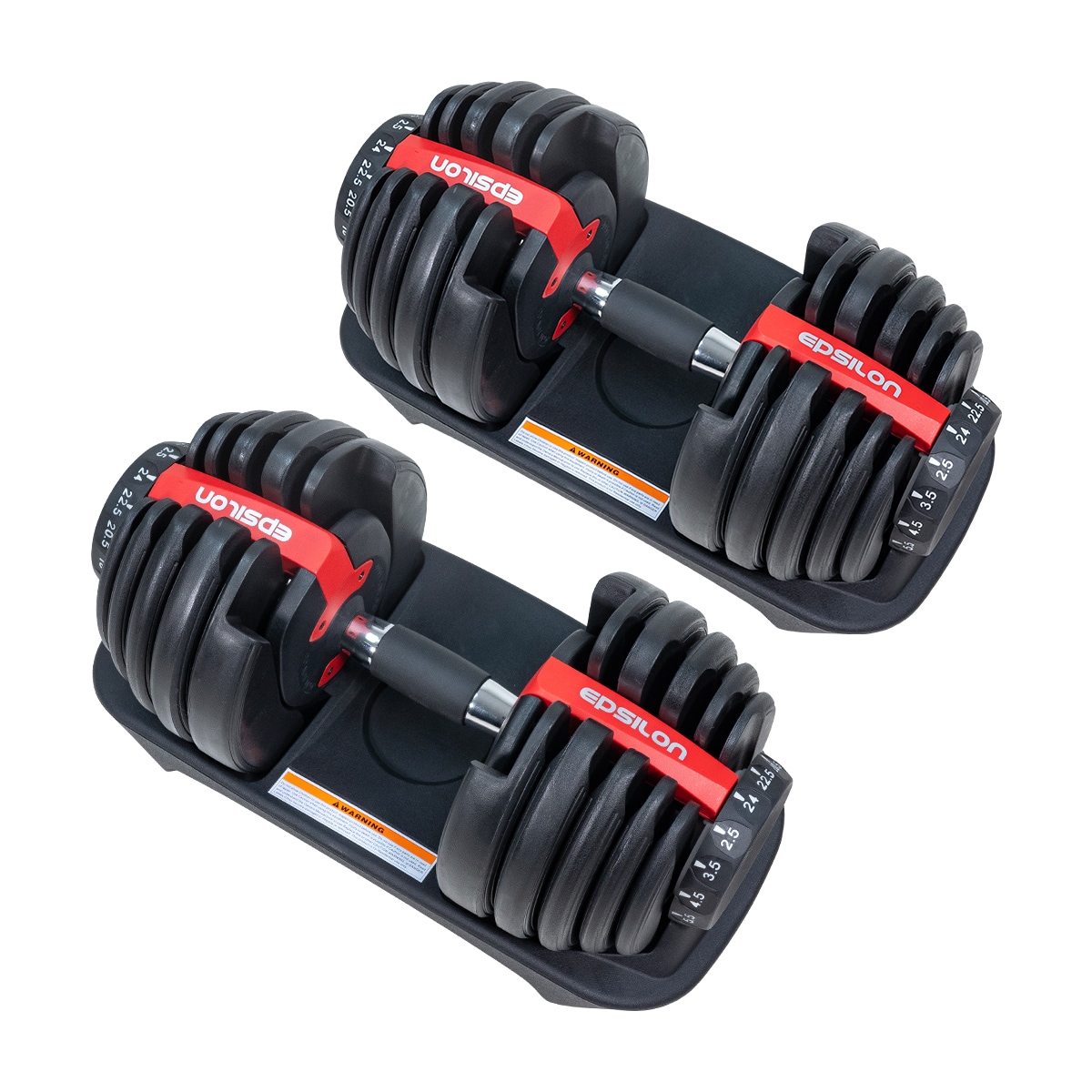 SET 2 x Säädettävät käsipainot 2,5–24 kg + käsipainoteline