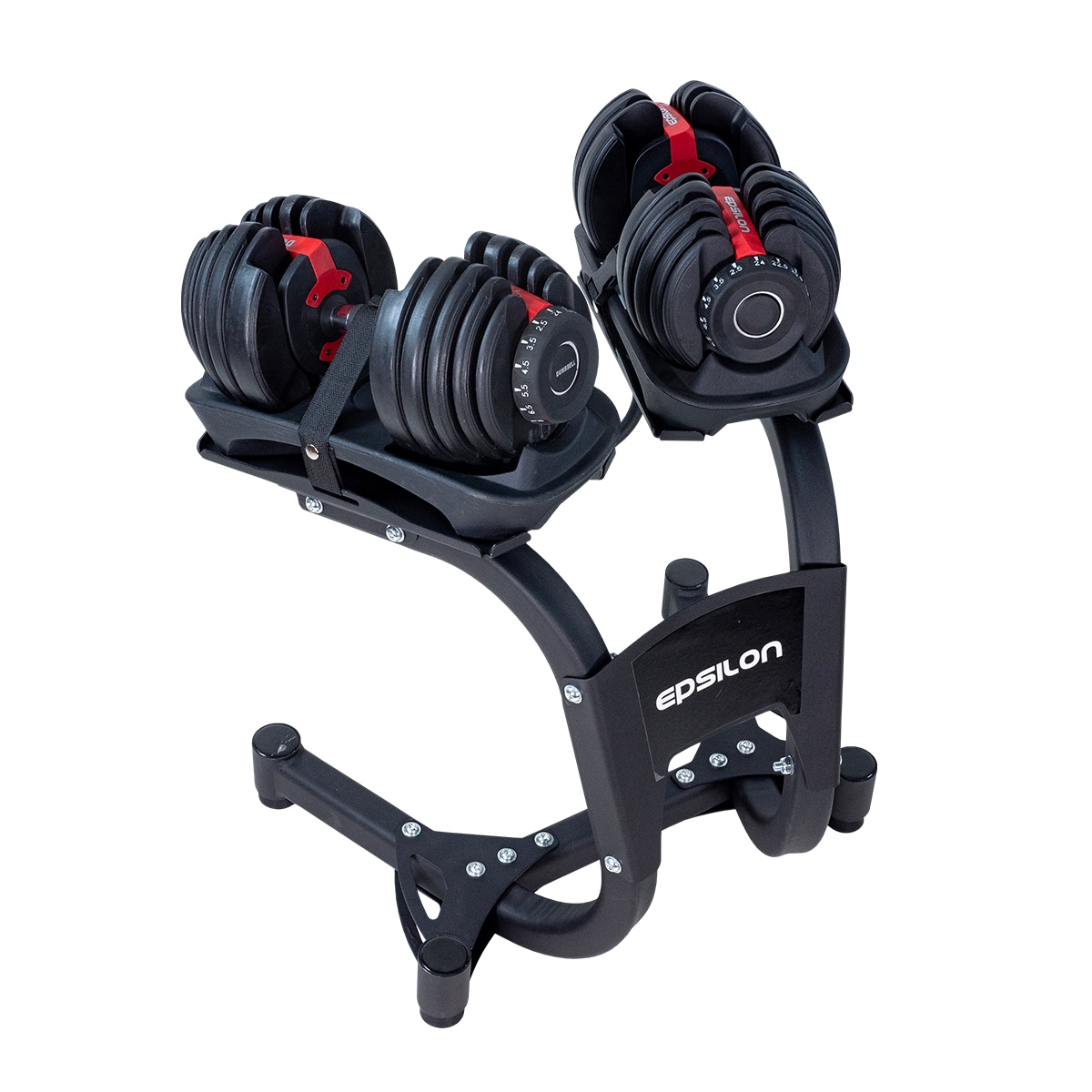 SET 2 x Säädettävät käsipainot 2,5–24 kg + käsipainoteline